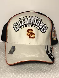NCAA FOOTBALL TEAM APPAREL HAT ON FIELD!!BRAND NEW WITH STICKERS!USC TROJANS 2005 Orange Bowl Champions Hat by Reebok...