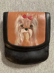Vintage 100% leather black The Original Taxi Wallet Yorkie Terrier, used but good condition