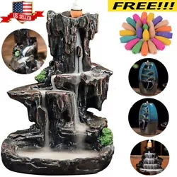 1: The backflow incense burner is made of ceramic material, handmade and noble. The incense burner can either use long...