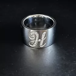 Stainless Steel Statement Ring sz 8 Sparkling HLook carefully at the band for wear