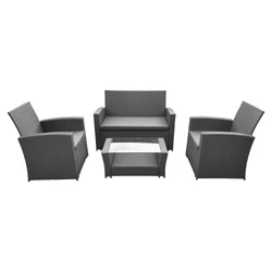 Lensemble COMINO contient : 1 canapé, 2 fauteuils et 1 table basse. Ce salon de jardin en résine tressée est idéal...