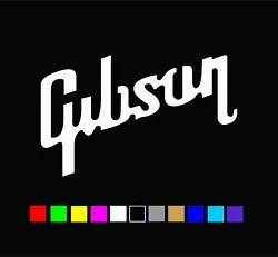 GIBSON Logo Vinyl Decal . Die-cut single color decal with NO BACKGROUND. Decals adhere to MOST clean, smooth surfaces....