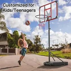 [ADJUSTABLE HEIGHT 4.82FT -8.53FT]: With raised maximum height 8.53ft, the kids basketball hoop outdoor is truly fit...