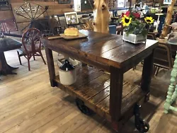 Antique Lineberry Industrial Cart transformed into Kitchen Island. Will deliver across state lines for the right price.