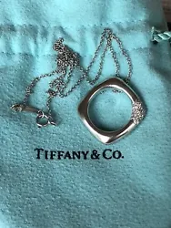 Tiffany & Co. Italy 18K White Gold Diamond Designer Pendant Necklace. Condition is 