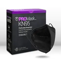 5-100 BLACK PROMASK KN95Features 4-layers filters out over 95% PFE & BFE.
