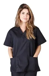 Our fashionable Unisex 3 Pocket Scrub Top features a 3 Pocket V-neck Top ( 1 chest pocket, 2 side pockets) with side...