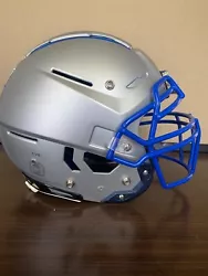 Schutt F7 football helmet adult large - silver shell, blue facemask. Comes With Black chinstrap, Brand New. 