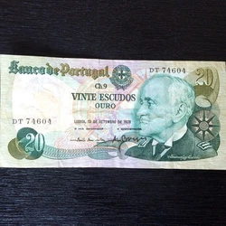Billet Ancien Portugal - 20 Escudos. Année : 1978.