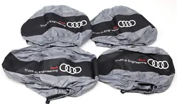 Set of 4 OEM Audi Wheel Totes Accessory. Wheel felt NOT included. Out of original box. Fits wheels up to 31