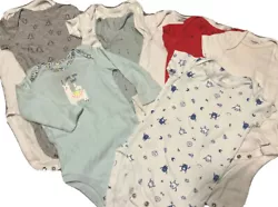 Baby girl onesie lot. Long sleeve onesie with llama has small stain on collar. All in Good Used Condition.