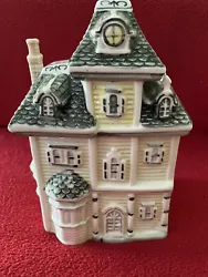 1970’s Yellow And Gray Victorian House Cookie Jar.
