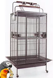 Large Elegant Bird Parrot Wrought Iron Cage. Elegant and Durable Wrought Iron parrot cage with non toxic powder coated...