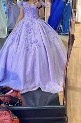 purple quinceanera dress, long train very sparkly in person used only once, excellent condition
