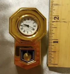 Bulova Solid Brass Small Desk (Wall)clock - keeps time, new battery.
