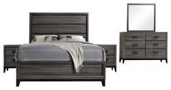 Bed, Dresser, Mirror & 2 Nightstands. The Ambroise Bedroom Set’s driftwood grey finish brings rustic style to your...
