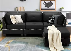 Why choose Esright convertible sectional sofa couch?. The tufted back cushion and seat make the sectional sofa more...