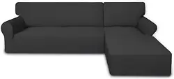 Super Stretch Sectional Couch Covers - 2 Pcs Spandex Non Slip Sofa Covers with Elastic Bottom for L Shape Sectional...