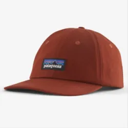 Patagonia Mens Barn Red P-6 Label Trad Cap Hat Mountains Low Crown NWT.