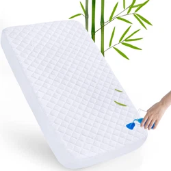 Crib Mattress Protector Pad Waterproof, Bamboo Quilted Crib Mattress Pad Cover, Ultra Soft Bamboo Terry Surface and...