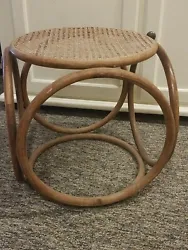 Bentwood Caned Seat Cube Ottoman Table Thonet MCM. Very faded wood finish and caning. Still in one piece but fragile. I...