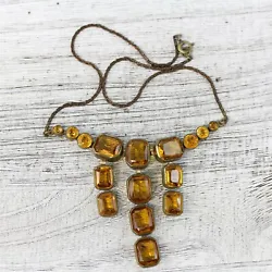 Form: Drop Necklace Open Back Bezel. Material: Crystal Amber Rhinestone. BEAUTIFUL NECKLACE. PART OF MY RECENT ESTATE...
