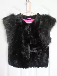Skaist Taylor Neiman Marcus Faux Fur Cap Sleeve Vest Jacket. Acrylic/polyester shell with modacrylic/polyester trim and...