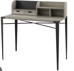 Introducing the Walker Edison Furniture Industrial Secretary Desk with Hutch in a stylish Grey Wash color.