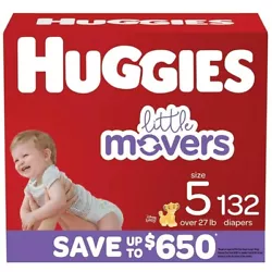 huggies little movers size 5 (132 count). Condition is New. Shipped with USPS Ground Advantage.