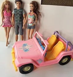 Lot includes two Barbie dolls and one Ken doll as well as one Barbie Jeep. All are in very good condition and doll...