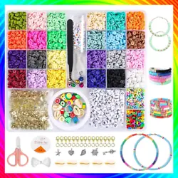 Premium Clay Beads Kit: The clay beads for bracelet making kit include 6000 pcs clay beads and 500pcs charms kit...