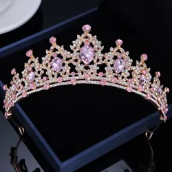 Pink Crystal Tiara and Crown for Women and Girls Rhinestone Princess Crown Bridal Wedding Prom Birthday Tiara...