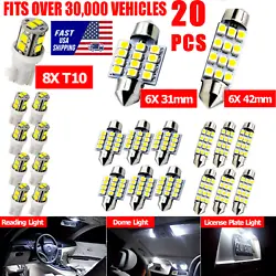 20PCS Car Interior LED Light T10 LEDs 31mm LEDs & 42mm LEDs. If your car is not on list just make sure your bulbs are...
