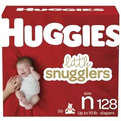 Huggies Little Snugglers Baby Diapers, Size Newborn - 128 Count.