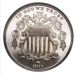 1873 Proof Shield 5 Cent, Closed 3.
