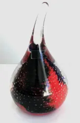 F & C Unique Crystal Teardrop Art Glass Paperweight Handmade in Poland Red and Blue or Purple Pbo 24%. Controlled...