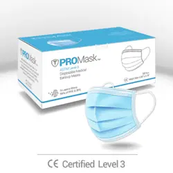 50 PROMask ASTM Level 3Features 3-ply material filters out over 99% of bacteria, dust, pollen, smoke etc.