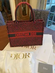 Auth Christian Dior Book Tote Bag Navy Red Tote Bag I Love Paris Hearts NWT. This is a really special Dior book tote....