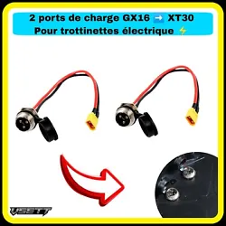 2 PORTS DE CHARGE GX16 pour trottinette électrique avec connecteur jaune XT30