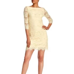 Womens Size 10 Eliza J Illusions Shift Dress Lace Yellow NWT.