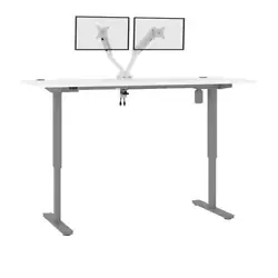 With its minimalist design, this modern Standing Desk will blend in with any decor. The Dual Monitor Arm frees up your...