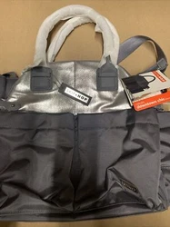 Skip Hop Chelsea Downtown chic satchel grey Diaper bag Metallic Stroller Bag. New with tags . Can attach to stroller ....