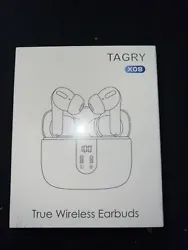 TAGRY Bluetooth Headphones True Wireless Earbuds 60H Playback LED Power White.