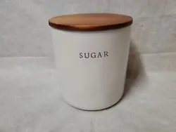 Stoneware Sugar Canister Cream with Acacia Wood Lid - Hearth and Hand Magnolia. Condition is New. Shipped with USPS...