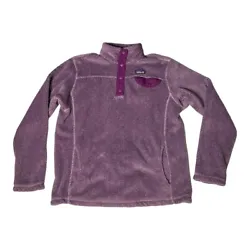 Patagonia Jacket Girls XL 14 Purple Fuzzy Fleece 1/4 Zip Logo Youth. In good condition please review pictures for...