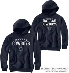 Dallas Cowboys. Pullover Hoodie Sweatshirt. OFFICIAL NFL TEAM APPAREL. 1 Color Screen printed logo on front chest(...
