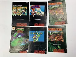 Lot of 6 Super Nintendo SNES Manual Instruction Booklets  OEM . For cosmetic condition please see photos. Sold AS-IS.