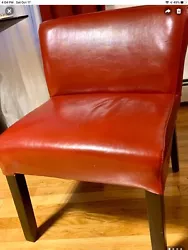 Red Accent Chair Set of 2 With Storage Ottoman. Condition is 