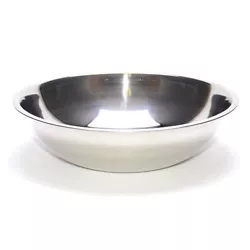 Mixing Bowl has seamless, one piece 18/0 stainless steel construction. Mirror finish exterior.