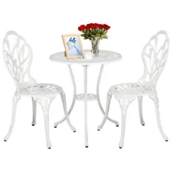 The stylish bistro set will add a luxurious touch to any dinner. Made of high-quality material and powder-coated with...